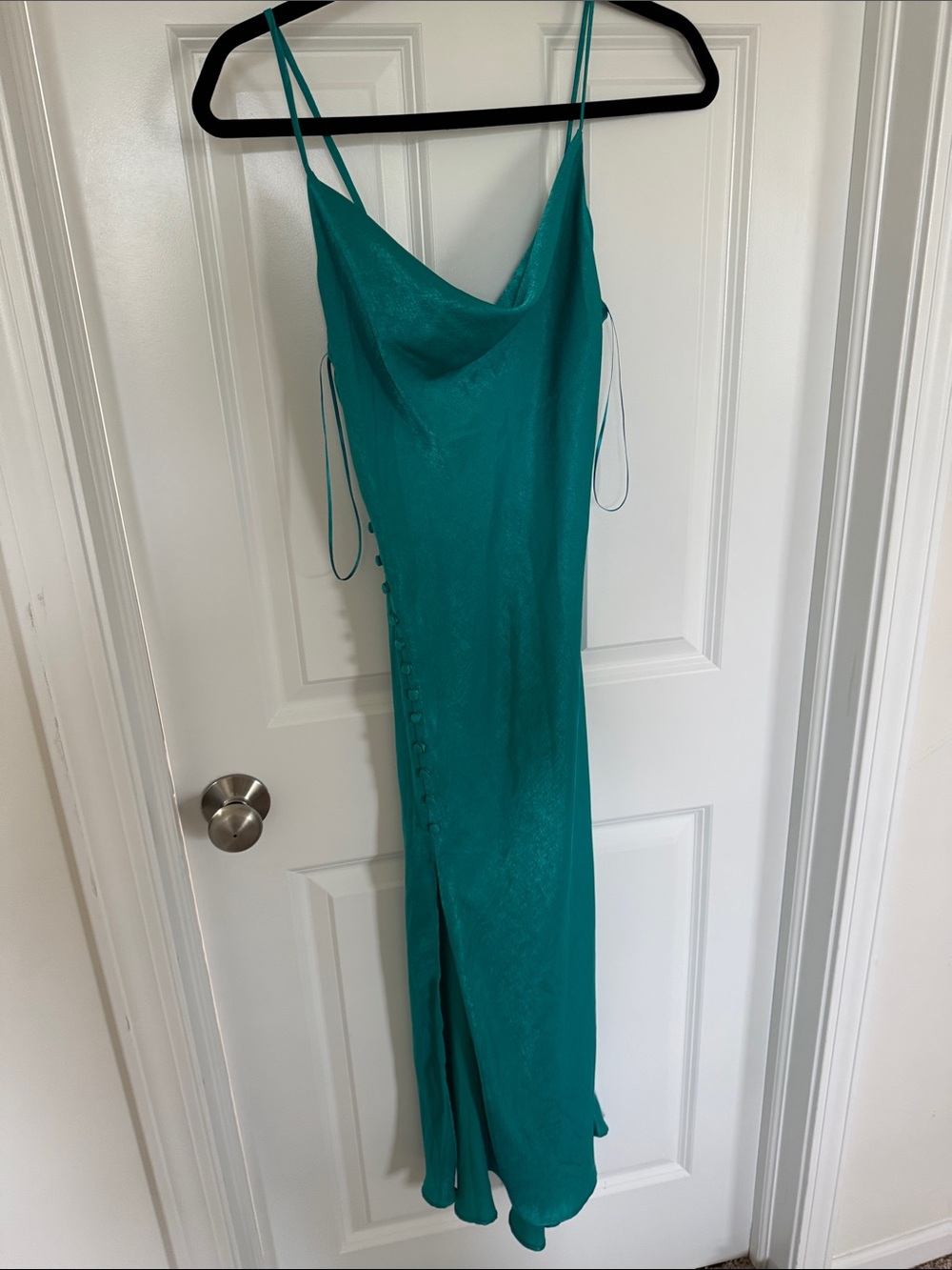 Zara Teal Slip Maxi Dress with Side Buttons